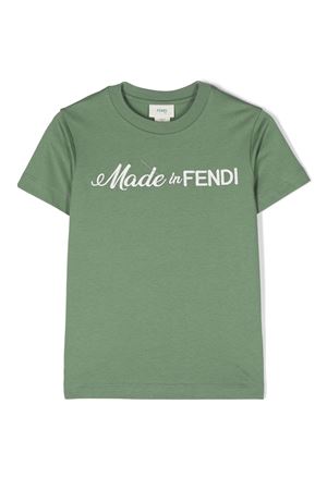 Moss green cotton T-shirt FENDI KIDS | JUI1577AJF1MTQ